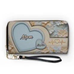 Held In Her Heart, Loved For A Lifetime - Family Personalized Custom Leather Long Wallet - Mother's Day, Gift For Mom, Grandma -Pawfect House Store 67dd17ffe000c