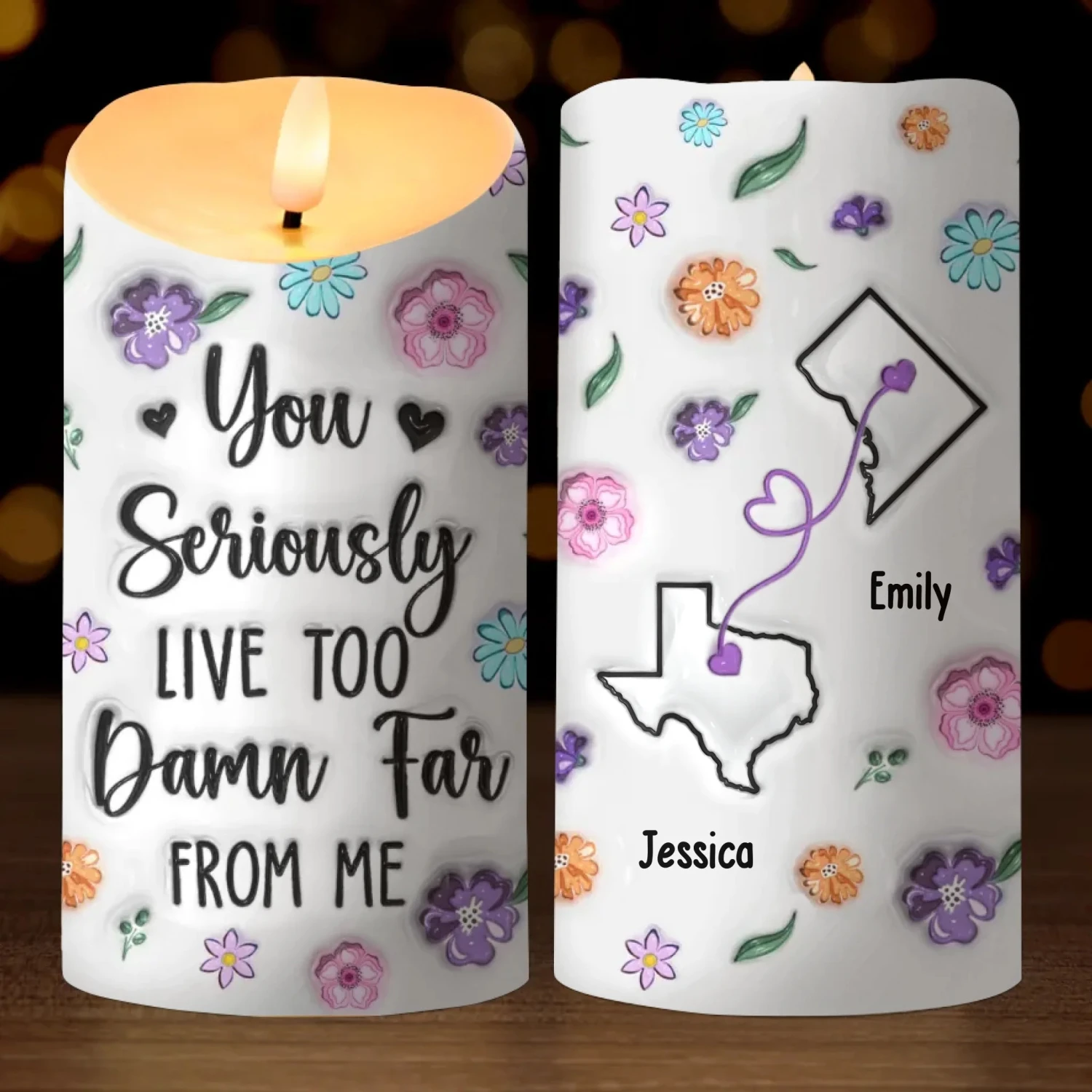 Forever Connected, No Matter The Miles - Bestie Personalized Custom 3D Inflated Effect Printed LED Candle - Gift For Best Friends, BFF, Sisters 2 Forever Connected, No Matter The Miles - Bestie Personalized Custom 3D Inflated Effect Printed LED Candle - Gift For Best Friends, BFF, Sisters - Image 2