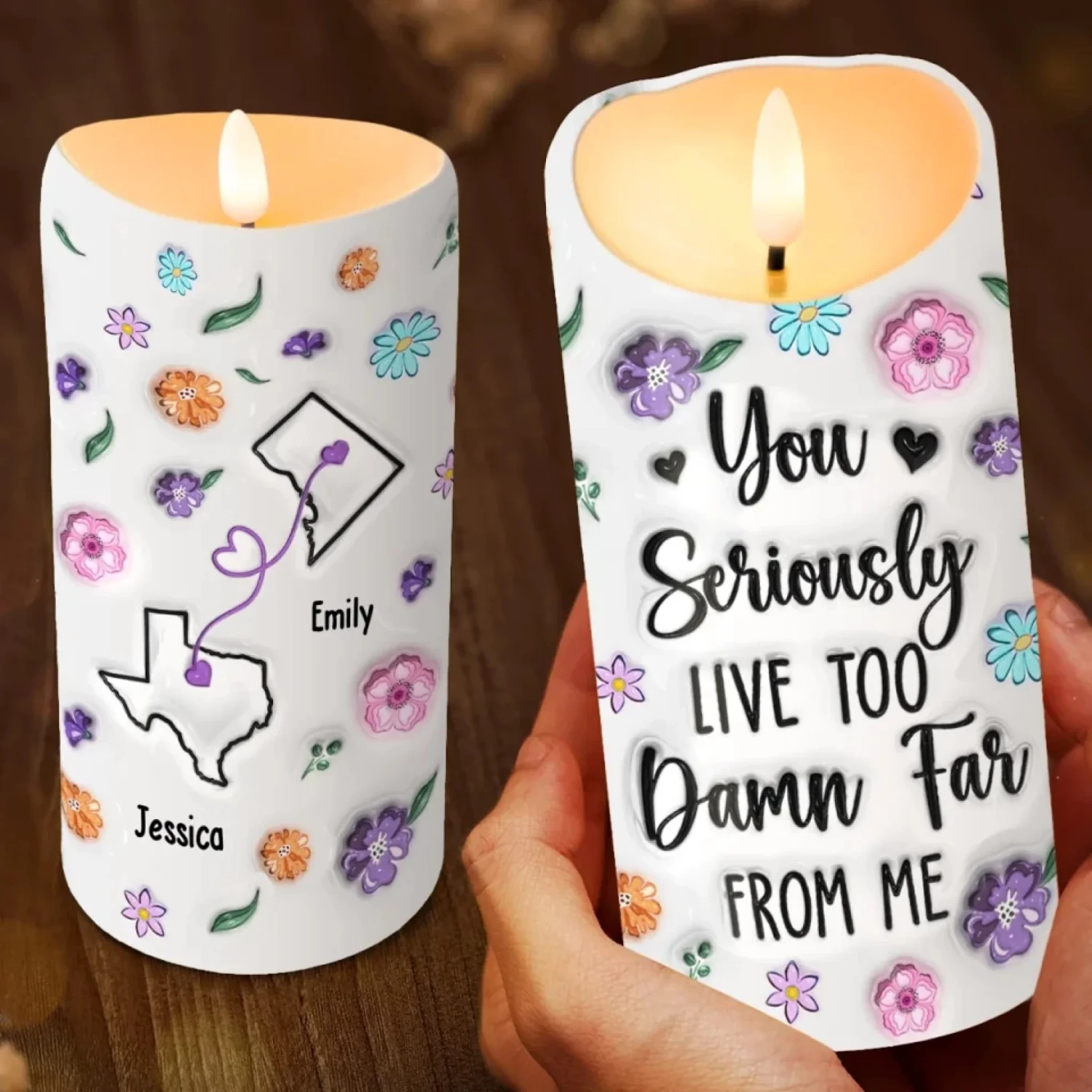 Forever Connected, No Matter The Miles - Bestie Personalized Custom 3D Inflated Effect Printed LED Candle - Gift For Best Friends, BFF, Sisters 3 Forever Connected, No Matter The Miles - Bestie Personalized Custom 3D Inflated Effect Printed LED Candle - Gift For Best Friends, BFF, Sisters - Image 3