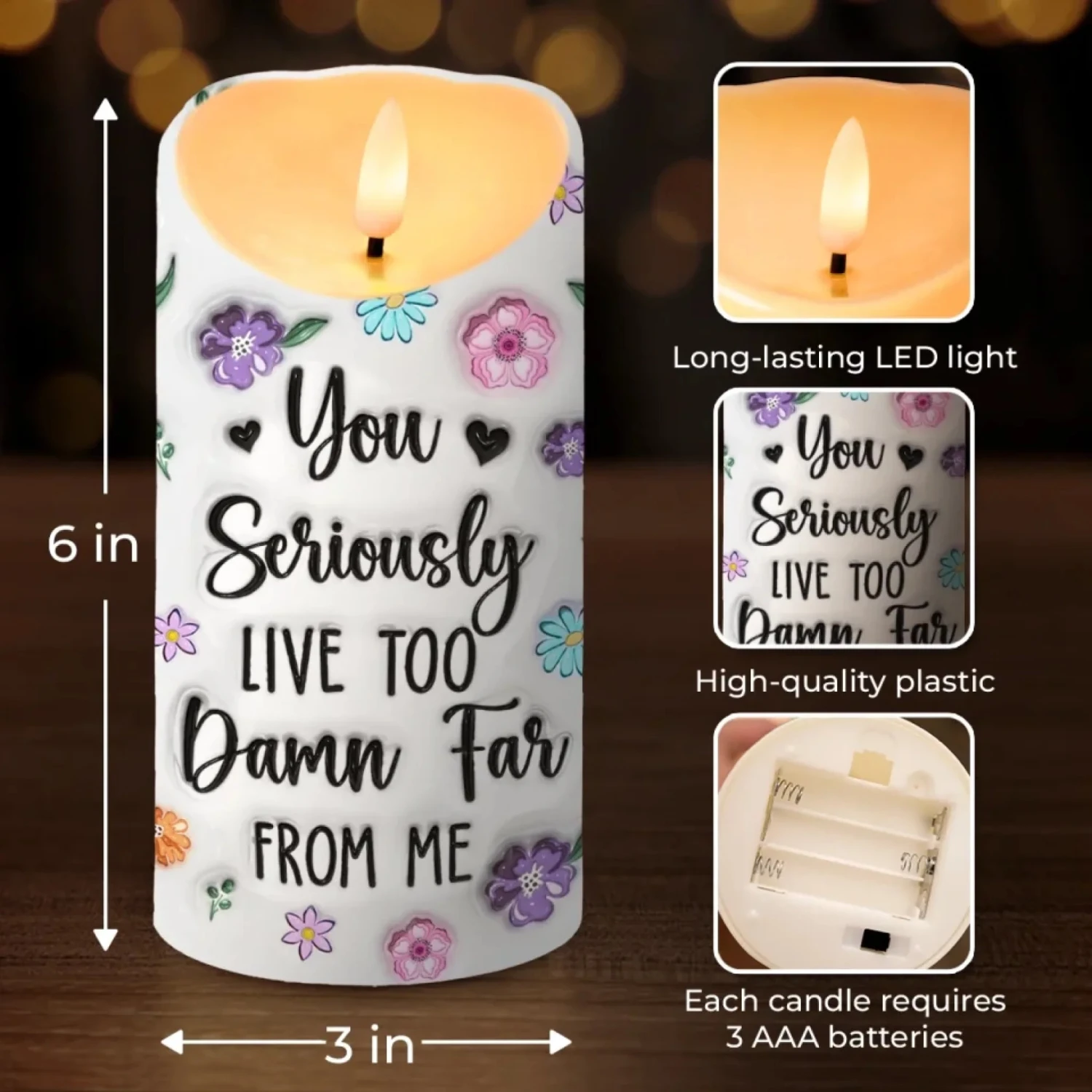 Forever Connected, No Matter The Miles - Bestie Personalized Custom 3D Inflated Effect Printed LED Candle - Gift For Best Friends, BFF, Sisters 4 Forever Connected, No Matter The Miles - Bestie Personalized Custom 3D Inflated Effect Printed LED Candle - Gift For Best Friends, BFF, Sisters - Image 4