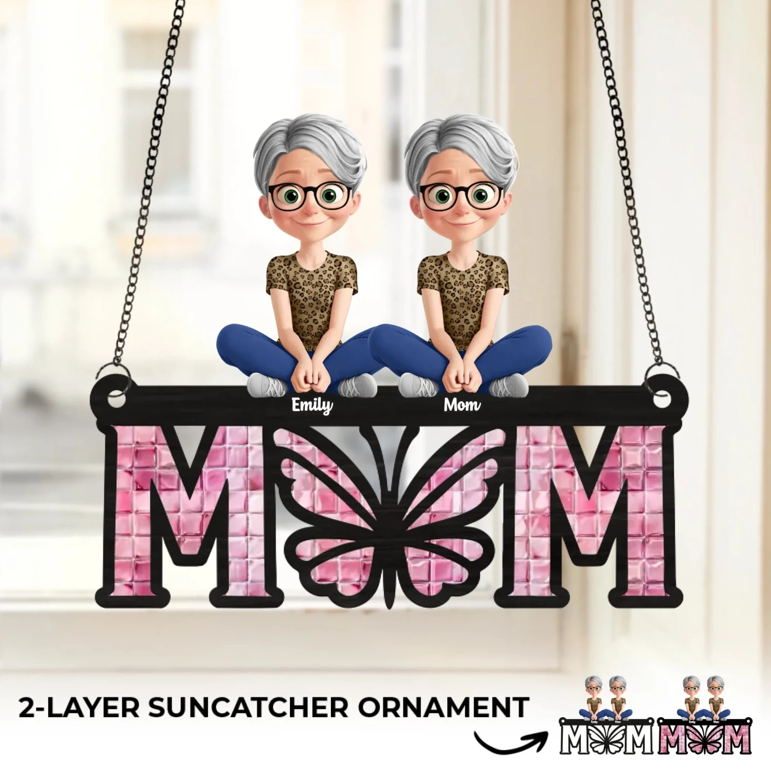 Mom, The Butterfly Of Our Hearts - Family Personalized Window Hanging Suncatcher Ornament - Mother's Day, Gift For Mom, Grandma 2 Mom, The Butterfly Of Our Hearts - Family Personalized Window Hanging Suncatcher Ornament - Mother's Day, Gift For Mom, Grandma - Image 2