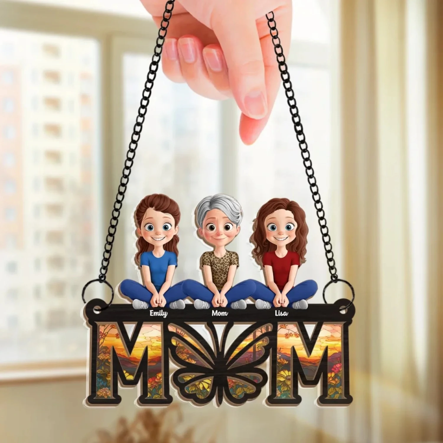 Mom, The Butterfly Of Our Hearts - Family Personalized Window Hanging Suncatcher Ornament - Mother's Day, Gift For Mom, Grandma 3 Mom, The Butterfly Of Our Hearts - Family Personalized Window Hanging Suncatcher Ornament - Mother's Day, Gift For Mom, Grandma - Image 3