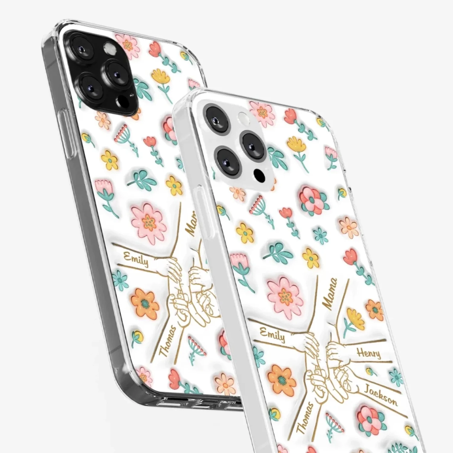 Holding Love Always - Family Personalized Custom 3D Inflated Effect Printed Clear Phone Case - Gift For Mom, Grandma 5 Holding Love Always - Family Personalized Custom 3D Inflated Effect Printed Clear Phone Case - Gift For Mom, Grandma - Image 5