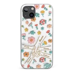 Holding Love Always - Family Personalized Custom 3D Inflated Effect Printed Clear Phone Case - Gift For Mom, Grandma