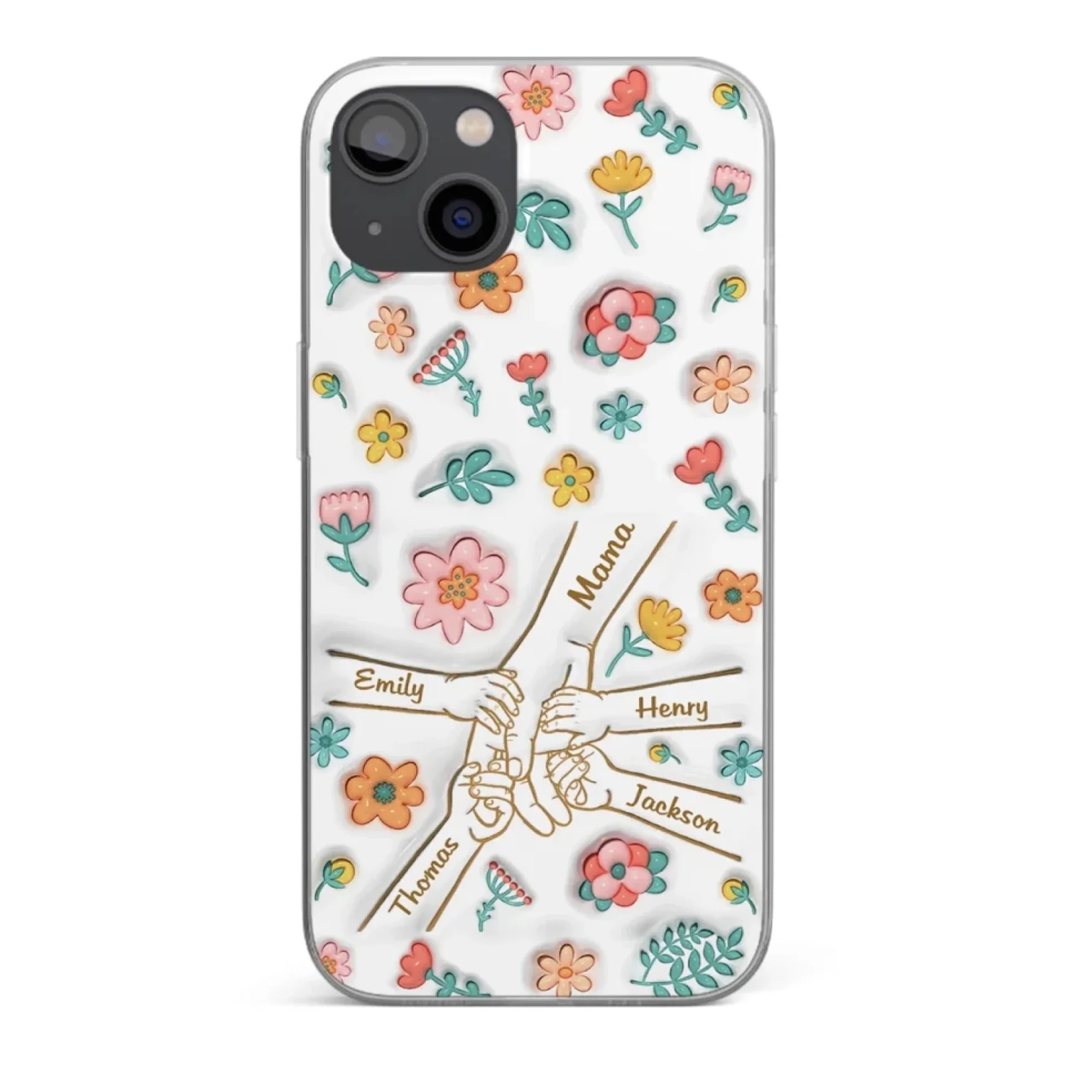 Holding Love Always - Family Personalized Custom 3D Inflated Effect Printed Clear Phone Case - Gift For Mom, Grandma 1 Holding Love Always - Family Personalized Custom 3D Inflated Effect Printed Clear Phone Case - Gift For Mom, Grandma