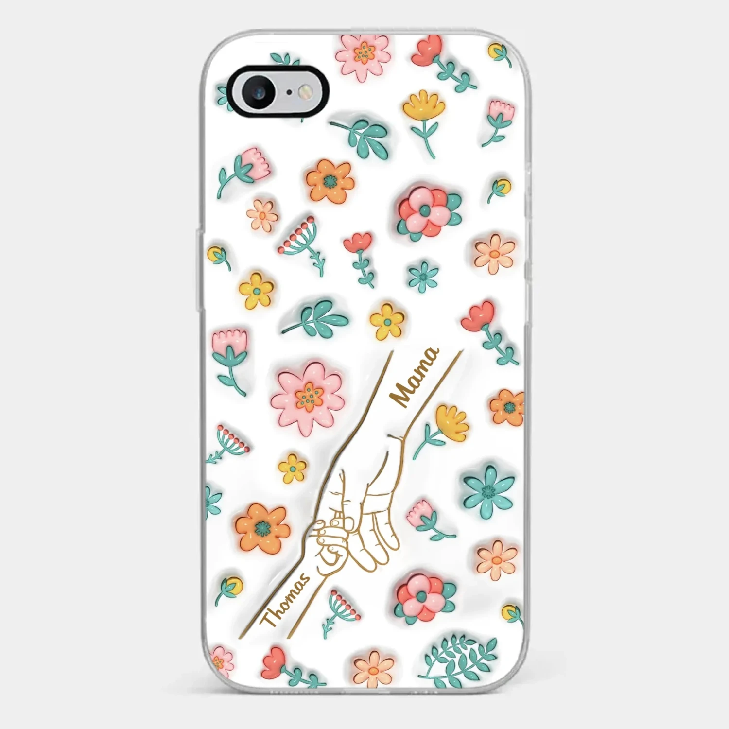 Holding Love Always - Family Personalized Custom 3D Inflated Effect Printed Clear Phone Case - Gift For Mom, Grandma 2 Holding Love Always - Family Personalized Custom 3D Inflated Effect Printed Clear Phone Case - Gift For Mom, Grandma - Image 2