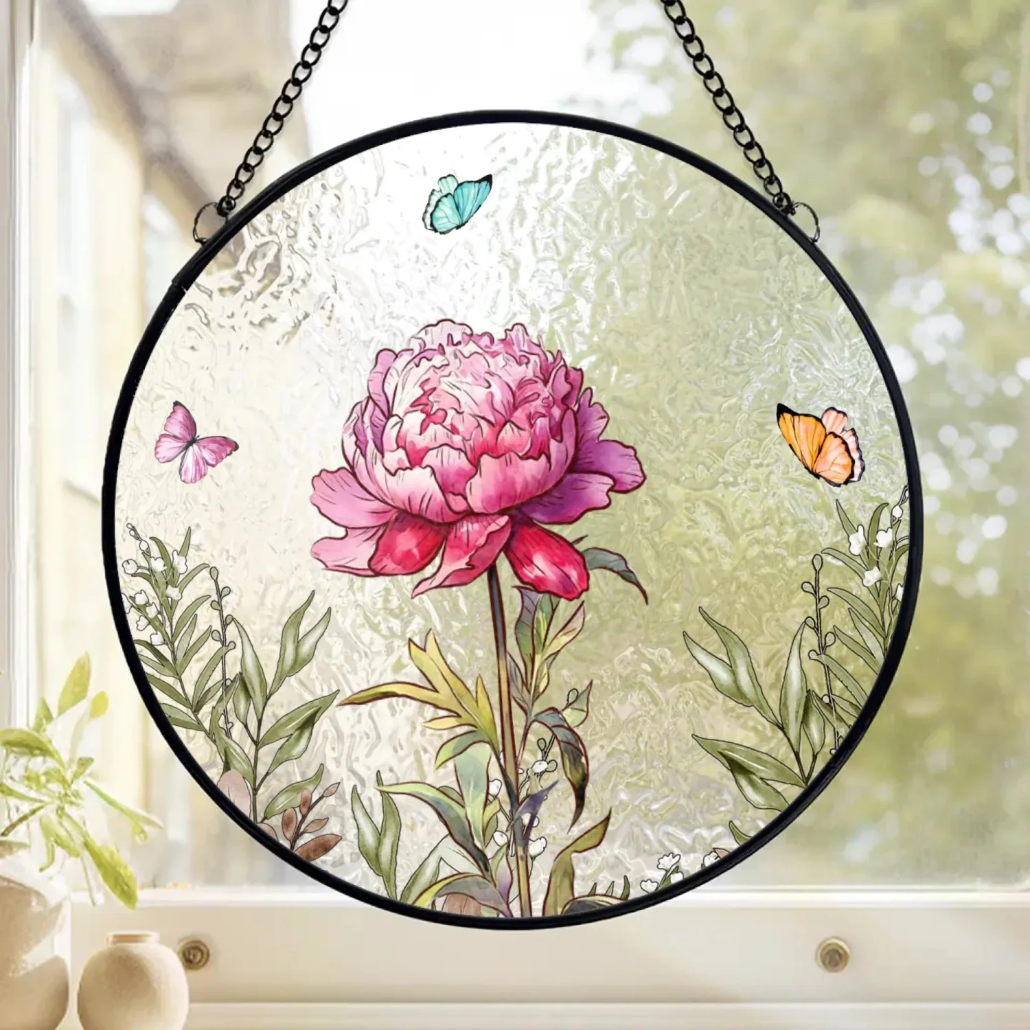 Her Love Blooms In Every Season - Family Personalized Custom Stained Glass Window Hanging Suncatcher - Mother's Day, Gift For Mom, Grandma 2 Her Love Blooms In Every Season - Family Personalized Custom Stained Glass Window Hanging Suncatcher - Mother's Day, Gift For Mom, Grandma - Image 2