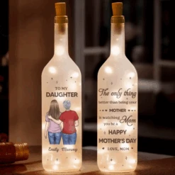 Growing Together In Love - Family Personalized Custom Bottle Lamp - Mother's Day, Gift For Mom, Daughter