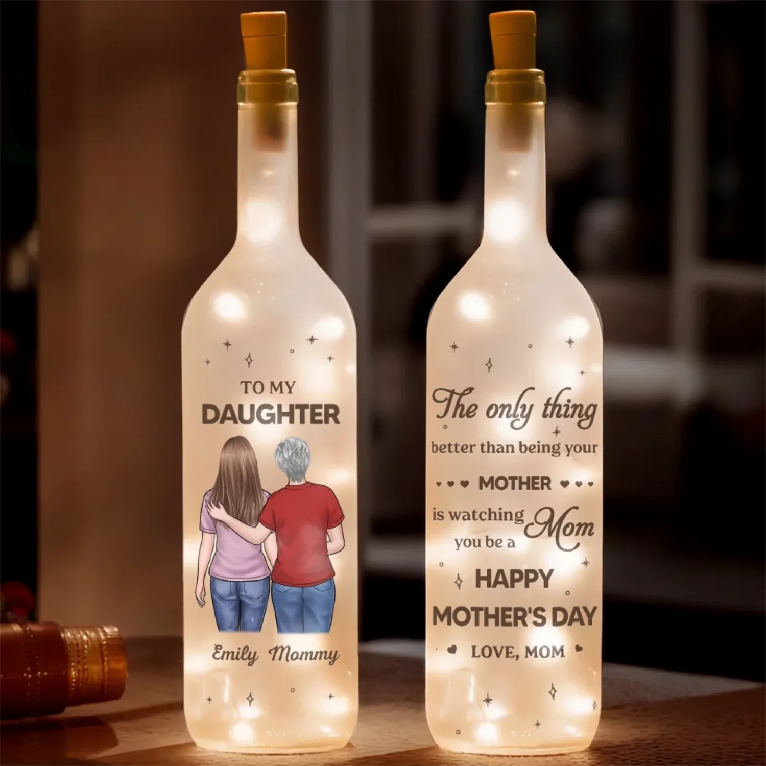 Growing Together In Love - Family Personalized Custom Bottle Lamp - Mother's Day, Gift For Mom, Daughter 1 Growing Together In Love - Family Personalized Custom Bottle Lamp - Mother's Day, Gift For Mom, Daughter