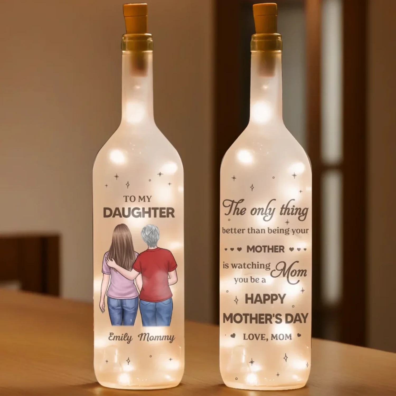 Growing Together In Love - Family Personalized Custom Bottle Lamp - Mother's Day, Gift For Mom, Daughter 3 Growing Together In Love - Family Personalized Custom Bottle Lamp - Mother's Day, Gift For Mom, Daughter - Image 3