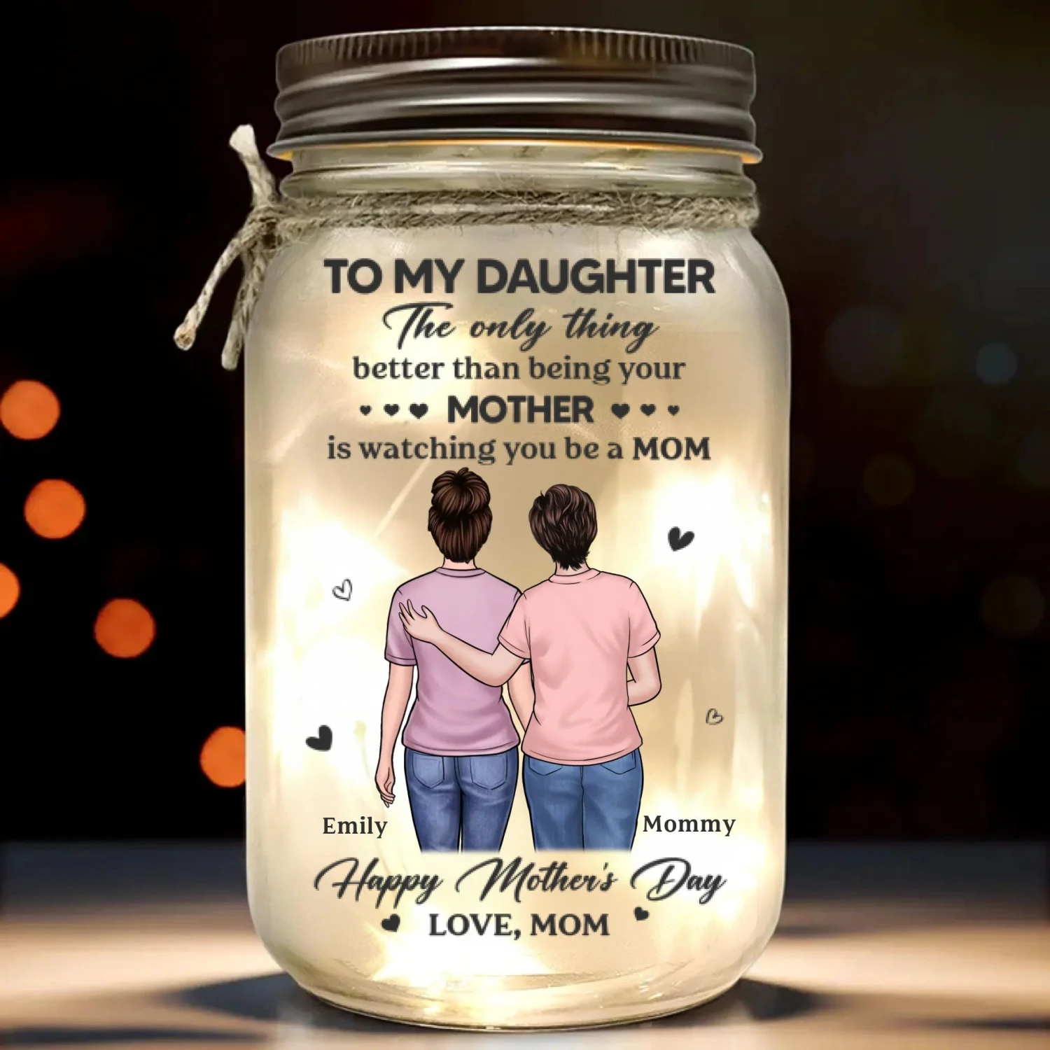 Her Hugs Fix Everything - Family Personalized Custom Mason Jar Light - Mother's Day, Gift For Mom, Daughter 2 Her Hugs Fix Everything - Family Personalized Custom Mason Jar Light - Mother's Day, Gift For Mom, Daughter - Image 2