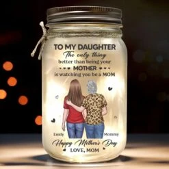Her Hugs Fix Everything - Family Personalized Custom Mason Jar Light - Mother's Day, Gift For Mom, Daughter