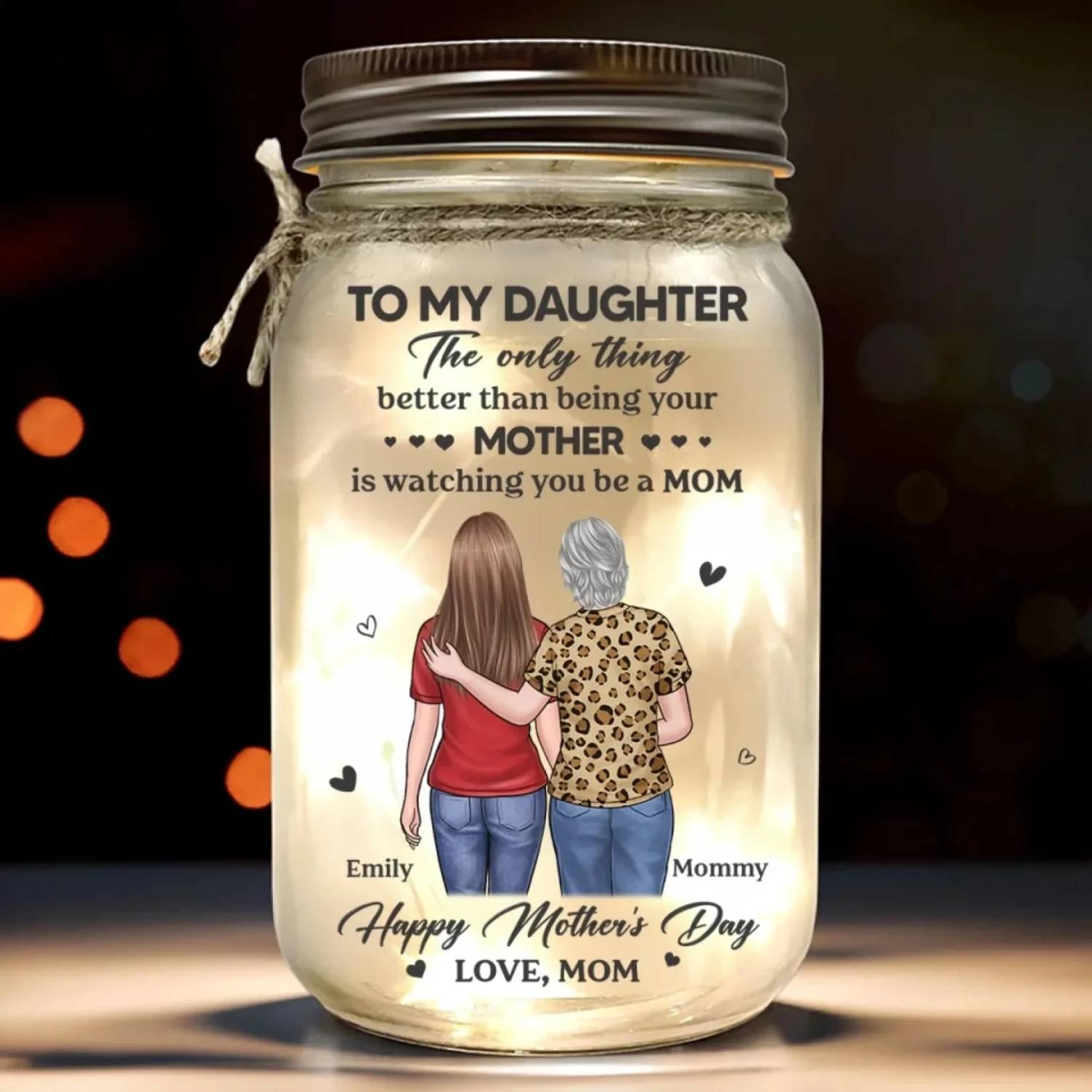 Her Hugs Fix Everything - Family Personalized Custom Mason Jar Light - Mother's Day, Gift For Mom, Daughter 1 Her Hugs Fix Everything - Family Personalized Custom Mason Jar Light - Mother's Day, Gift For Mom, Daughter