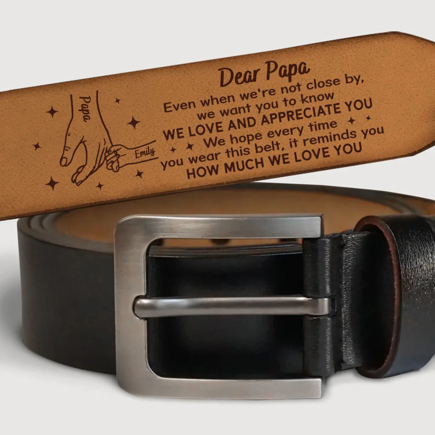 Forever Loved, Always Appreciated - Family Personalized Custom Engraved Leather Belt - Father's Day, Gift For Dad, Grandpa 2 Forever Loved, Always Appreciated - Family Personalized Custom Engraved Leather Belt - Father's Day, Gift For Dad, Grandpa - Image 2