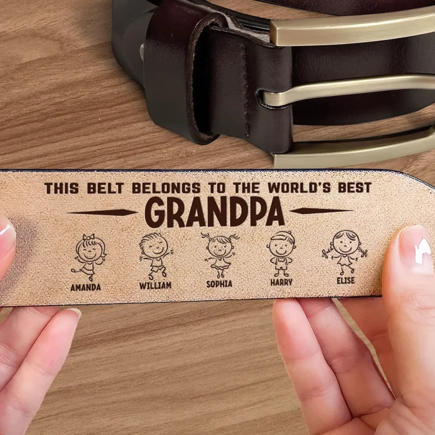 Dad, My Forever Inspiration - Family Personalized Custom Engraved Leather Belt - Father's Day, Gift For Dad, Grandpa 4 Dad, My Forever Inspiration - Family Personalized Custom Engraved Leather Belt - Father's Day, Gift For Dad, Grandpa - Image 4