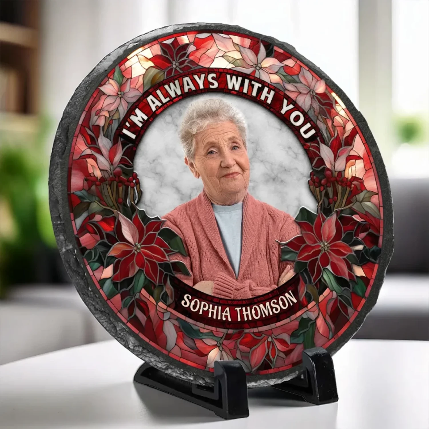 Custom Photo Your Love Lingers In The Little Things - Memorial Personalized Custom Round Shaped Stone With Stand - Sympathy Gift For Family Members 3 Custom Photo Your Love Lingers In The Little Things - Memorial Personalized Custom Round Shaped Stone With Stand - Sympathy Gift For Family Members - Image 3