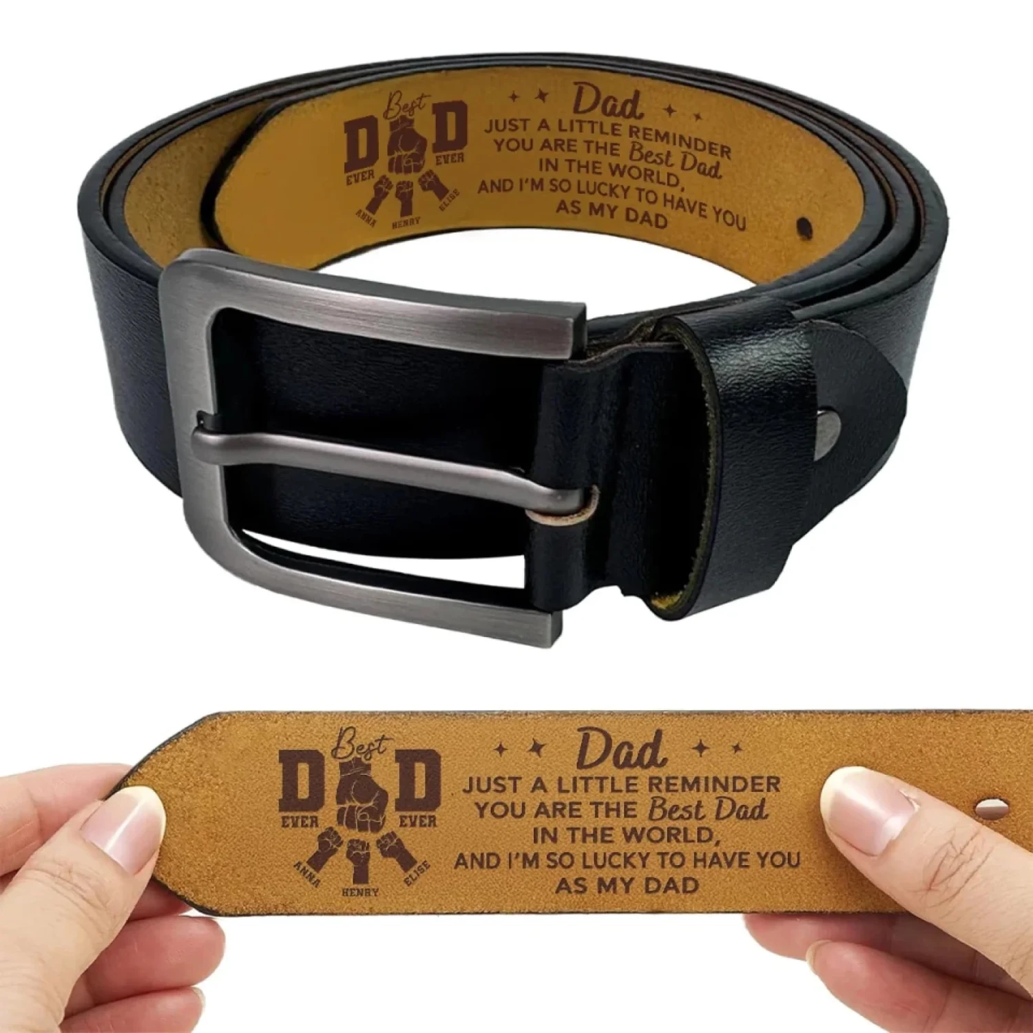 Lucky To Have You In Life - Family Personalized Custom Engraved Leather Belt - Father's Day, Gift For Dad, Grandpa 1 Lucky To Have You In Life - Family Personalized Custom Engraved Leather Belt - Father's Day, Gift For Dad, Grandpa