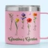 Her Garden Grows With Laughter & Little Feet - Family Personalized Custom 14oz Stainless Steel Tumbler With Handle - Mother's Day, Gift For Mom, Grandma