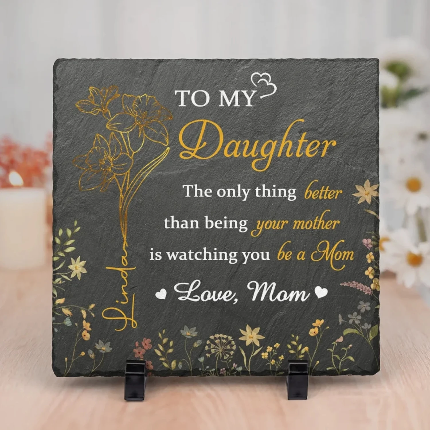 You Make Me Proud, Always - Family Personalized Custom Square Shaped Stone With Stand - Mother's Day, Gift For Mom, Daughter 1 You Make Me Proud, Always - Family Personalized Custom Square Shaped Stone With Stand - Mother's Day, Gift For Mom, Daughter
