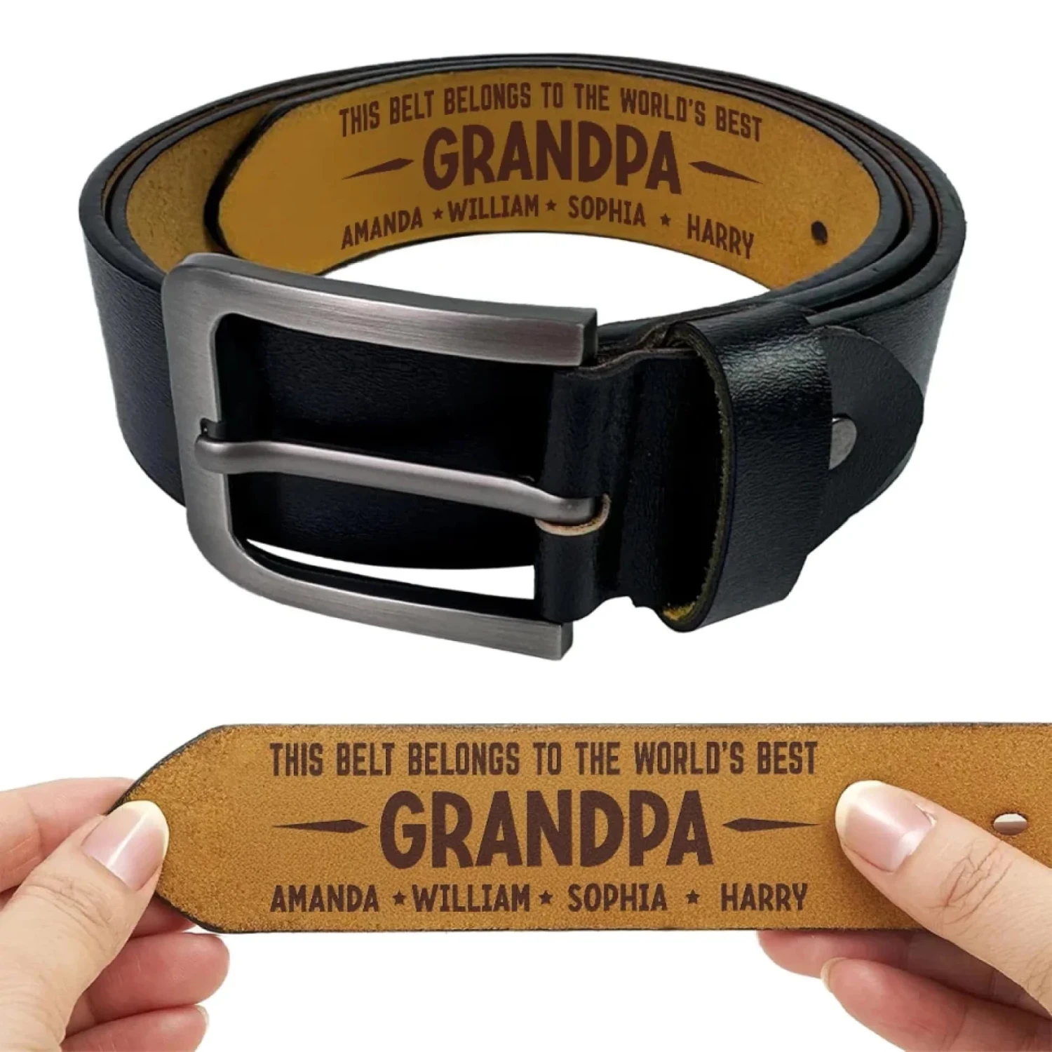 Strong Roots, Strong Dad, Strong Love - Family Personalized Custom Engraved Leather Belt - Father's Day, Gift For Dad, Grandpa 1 Strong Roots, Strong Dad, Strong Love - Family Personalized Custom Engraved Leather Belt - Father's Day, Gift For Dad, Grandpa