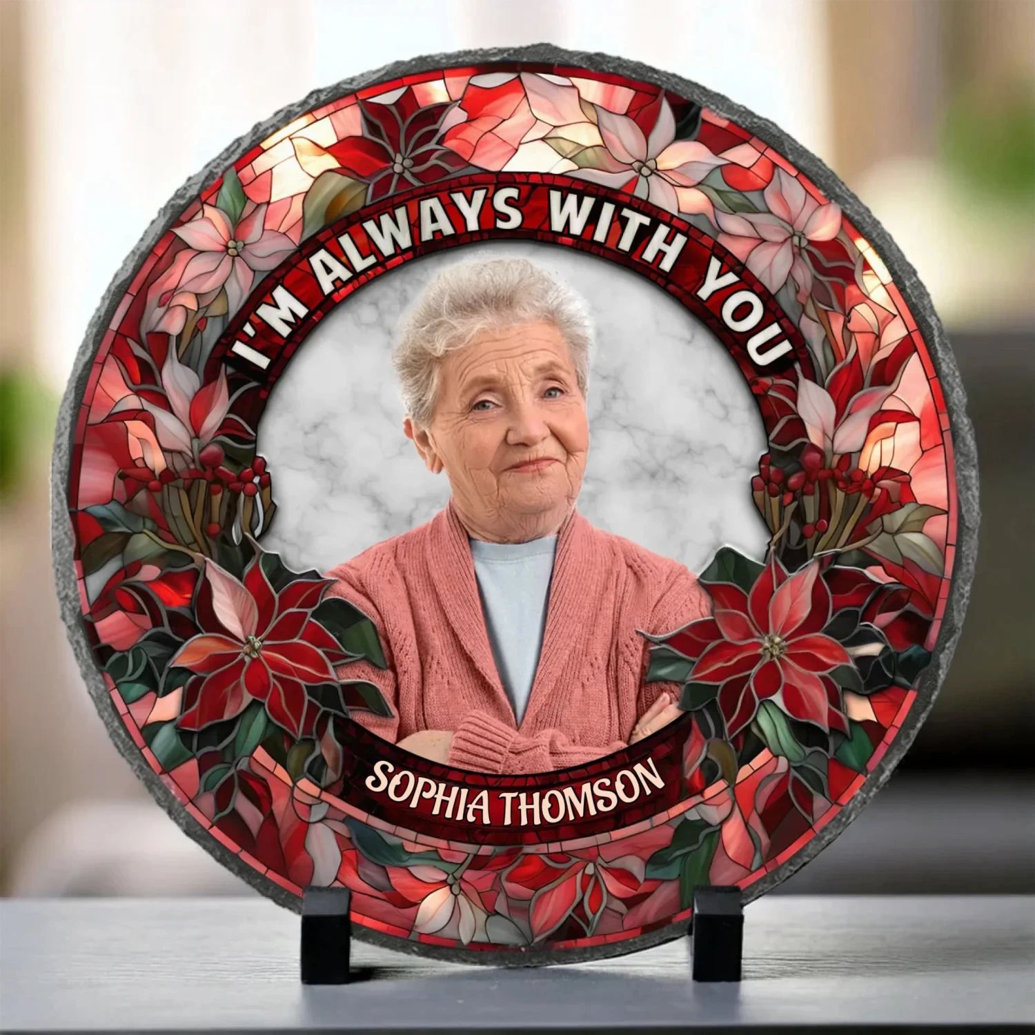 Custom Photo Your Love Lingers In The Little Things - Memorial Personalized Custom Round Shaped Stone With Stand - Sympathy Gift For Family Members 2 Custom Photo Your Love Lingers In The Little Things - Memorial Personalized Custom Round Shaped Stone With Stand - Sympathy Gift For Family Members - Image 2