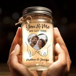 Custom Photo Forever Starts Here - Couple Personalized Custom Mason Jar Light - Gift For Husband Wife, Anniversary -Pawfect House Store 67e3d07f2edf6