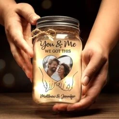 Custom Photo Forever Starts Here - Couple Personalized Custom Mason Jar Light - Gift For Husband Wife, Anniversary -Pawfect House Store 67e3d07f4848f