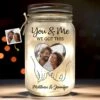Custom Photo Forever Starts Here - Couple Personalized Custom Mason Jar Light - Gift For Husband Wife, Anniversary