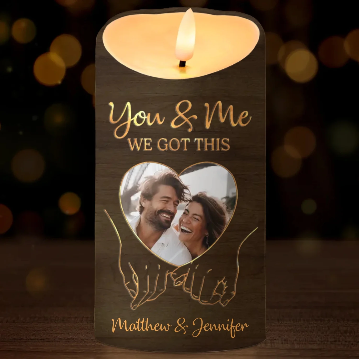 Custom Photo Hold My Hand, Hold My Heart - Couple Personalized Custom LED Candle - Gift For Husband Wife, Anniversary 2 Custom Photo Hold My Hand, Hold My Heart - Couple Personalized Custom LED Candle - Gift For Husband Wife, Anniversary - Image 2