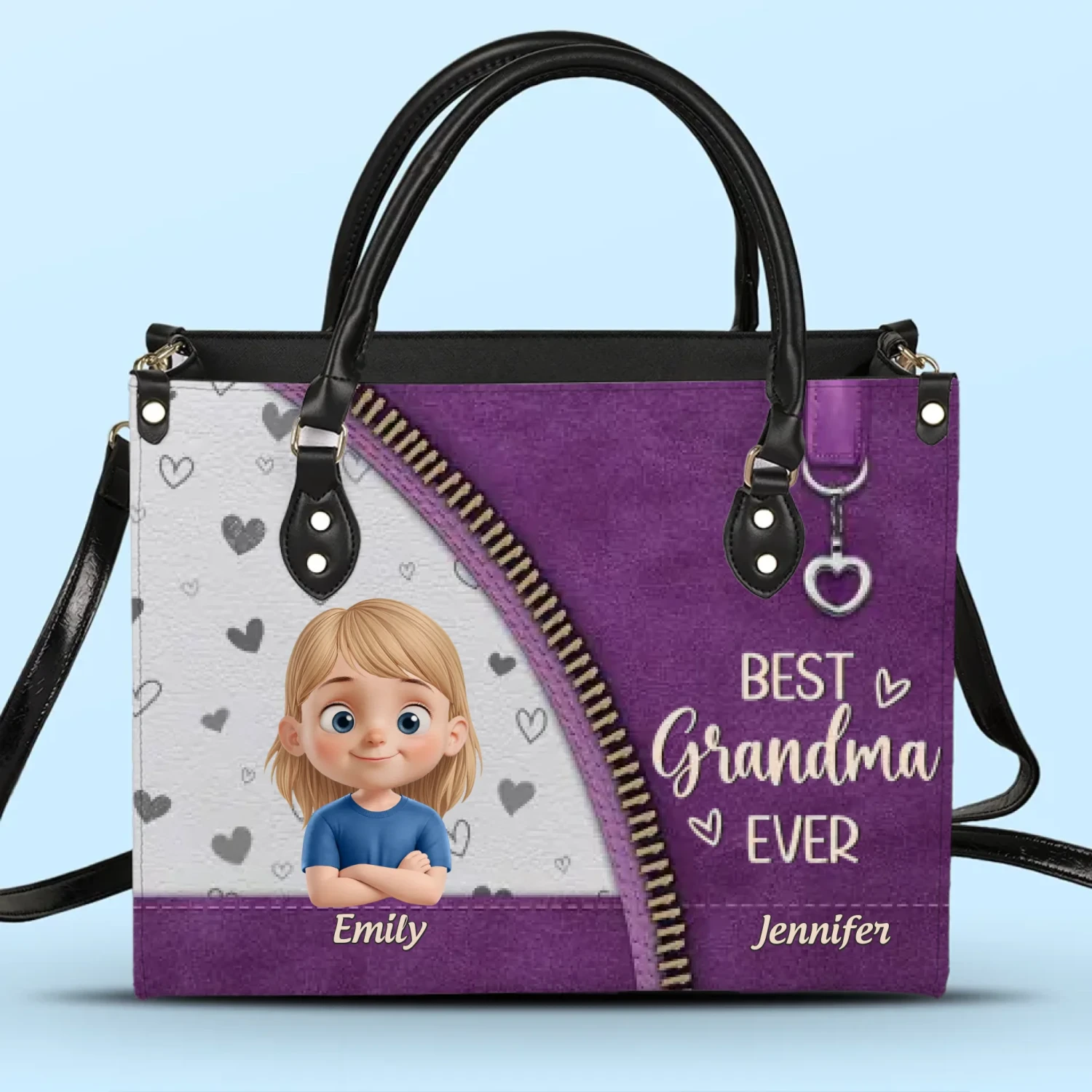 Happiness Is Being A Grandma - Family Personalized Custom Leather Handbag - Mother's Day, Gift For Mom, Grandma 2 Happiness Is Being A Grandma - Family Personalized Custom Leather Handbag - Mother's Day, Gift For Mom, Grandma - Image 2
