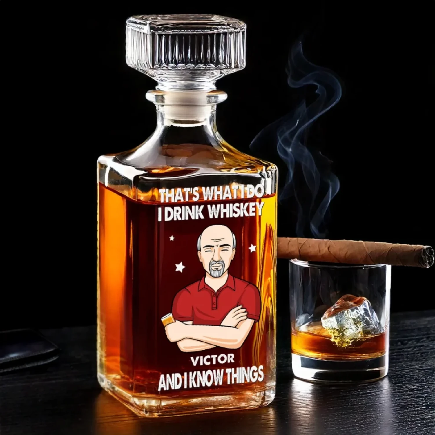 A Good Whiskey, A Great Story - Family Personalized Custom Glass Whiskey Bottle - Father's Day, Gift For Dad, Grandpa 1 A Good Whiskey, A Great Story - Family Personalized Custom Glass Whiskey Bottle - Father's Day, Gift For Dad, Grandpa