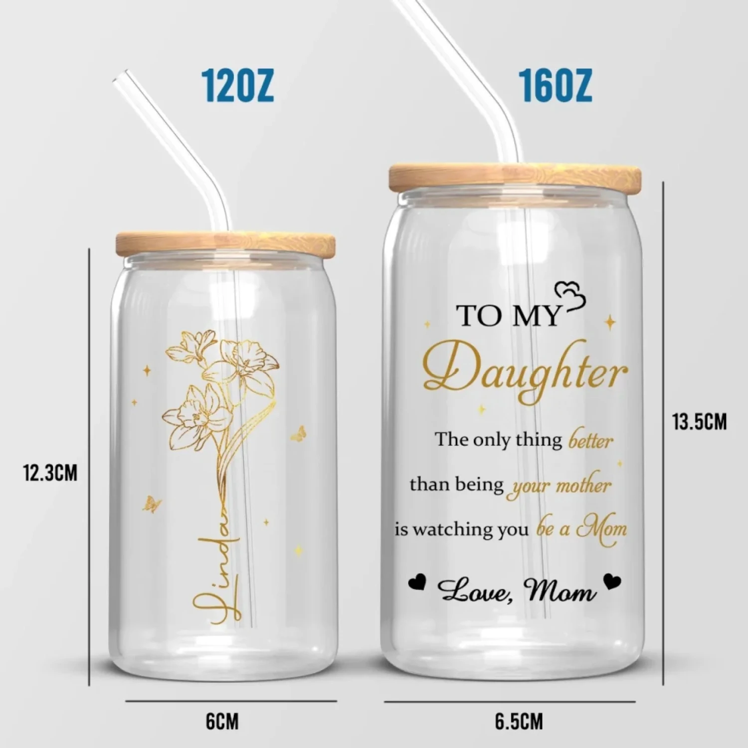 Her Love Blossoms Endlessly - Family Personalized Custom Glass Cup, Iced Coffee Cup - Mother's Day, Gift For Mom, Daughter 5 Her Love Blossoms Endlessly - Family Personalized Custom Glass Cup, Iced Coffee Cup - Mother's Day, Gift For Mom, Daughter - Image 5