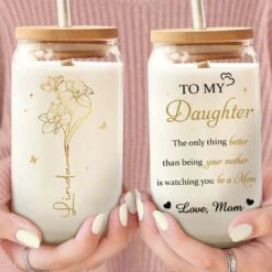 Her Love Blossoms Endlessly - Family Personalized Custom Glass Cup, Iced Coffee Cup - Mother's Day, Gift For Mom, Daughter 8 Her Love Blossoms Endlessly - Family Personalized Custom Glass Cup, Iced Coffee Cup - Mother's Day, Gift For Mom, Daughter -Pawfect House Store 67e4bc833351d