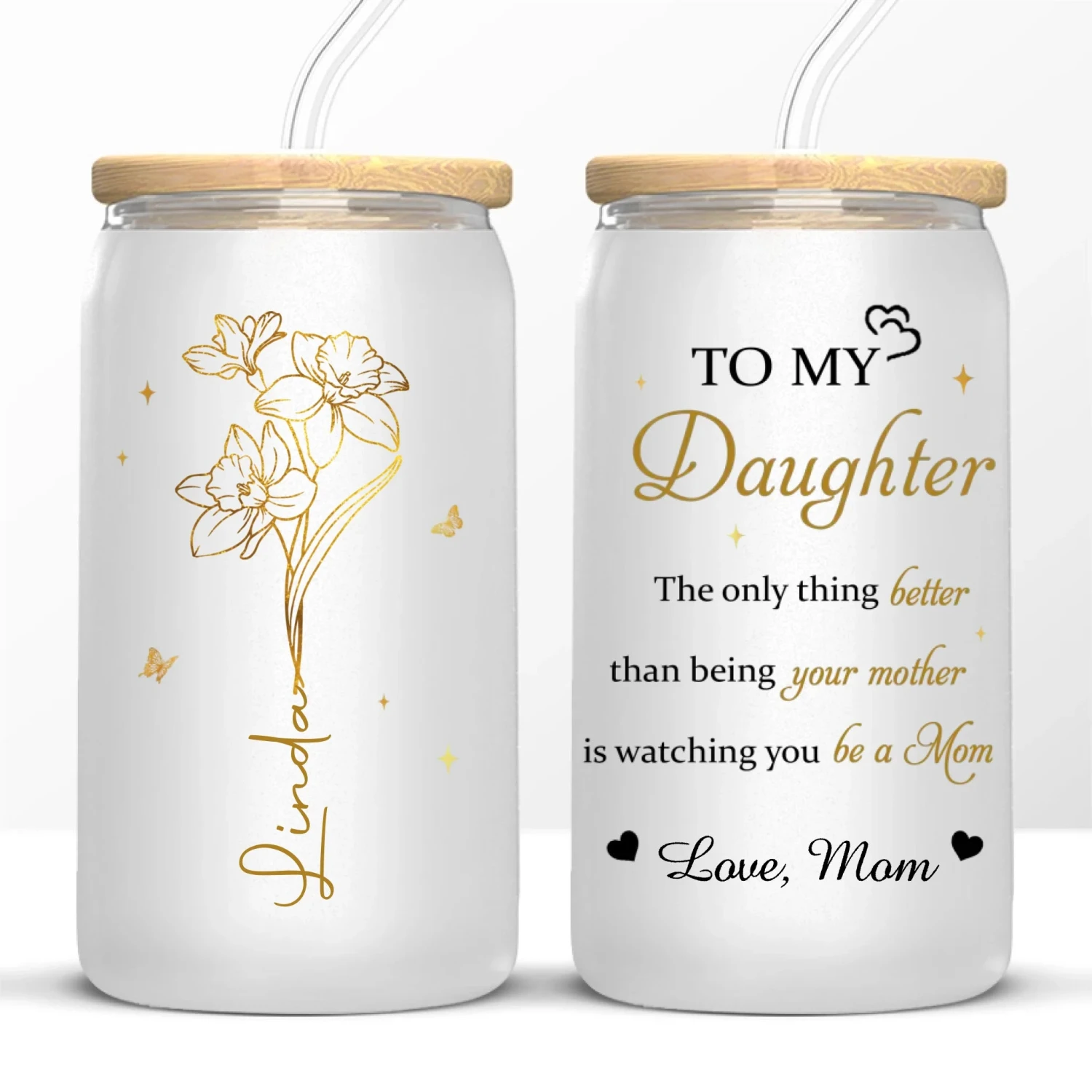 Her Love Blossoms Endlessly - Family Personalized Custom Glass Cup, Iced Coffee Cup - Mother's Day, Gift For Mom, Daughter 6 Her Love Blossoms Endlessly - Family Personalized Custom Glass Cup, Iced Coffee Cup - Mother's Day, Gift For Mom, Daughter - Image 6