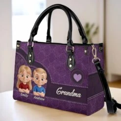 Love You, Grandma - Family Personalized Custom Leather Handbag - Mother's Day, Gift For Mom, Grandma 8 Love You, Grandma - Family Personalized Custom Leather Handbag - Mother's Day, Gift For Mom, Grandma -Pawfect House Store 67e52782cc68b
