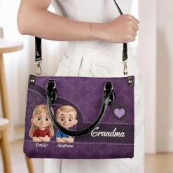 Love You, Grandma - Family Personalized Custom Leather Handbag - Mother's Day, Gift For Mom, Grandma 9 Love You, Grandma - Family Personalized Custom Leather Handbag - Mother's Day, Gift For Mom, Grandma -Pawfect House Store 67e52782d9558