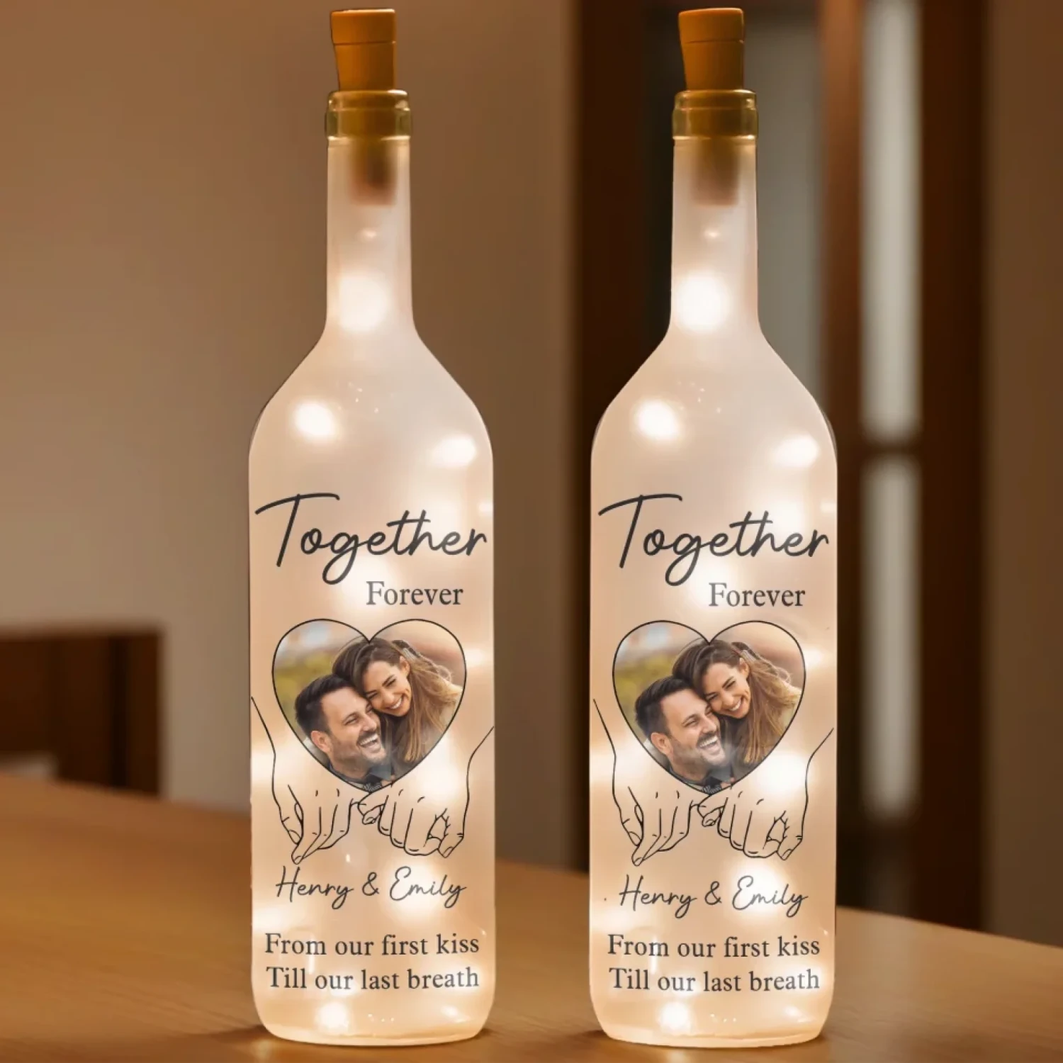 Custom Photo Loving You Endlessly - Couple Personalized Custom Bottle Lamp - Gift For Husband Wife, Anniversary 3 Custom Photo Loving You Endlessly - Couple Personalized Custom Bottle Lamp - Gift For Husband Wife, Anniversary - Image 3