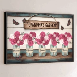 The Garden Of Her Heart - Family Personalized Custom Horizontal Poster - Mother's Day, Gift For Mom, Grandma
