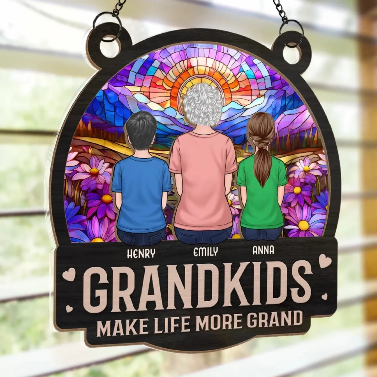 Built With Love, Blessed With Grandkids - Family Personalized Window Hanging Suncatcher Ornament - Mother's Day, Gift For Mom, Grandma 4 Built With Love, Blessed With Grandkids - Family Personalized Window Hanging Suncatcher Ornament - Mother's Day, Gift For Mom, Grandma - Image 4