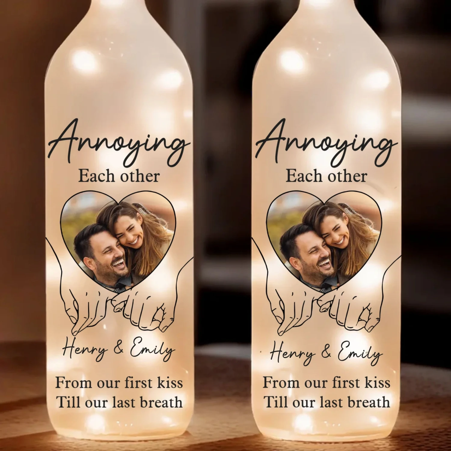 Custom Photo Loving You Endlessly - Couple Personalized Custom Bottle Lamp - Gift For Husband Wife, Anniversary 2 Custom Photo Loving You Endlessly - Couple Personalized Custom Bottle Lamp - Gift For Husband Wife, Anniversary - Image 2