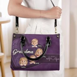 My Grandkids, My Joy - Family Personalized Custom Leather Handbag - Mother's Day, Gift For Mom, Grandma -Pawfect House Store 67e66141a512a