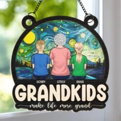 My Universe Is Built Of Grandkids - Family Personalized Window Hanging Suncatcher Ornament - Mother's Day, Gift For Mom, Grandma