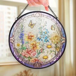 She’s The Sunshine In My Garden - Family Personalized Custom Stained Glass Window Hanging Suncatcher - Mother's Day, Gift For Mom -Pawfect House Store 67ea5319cfb63