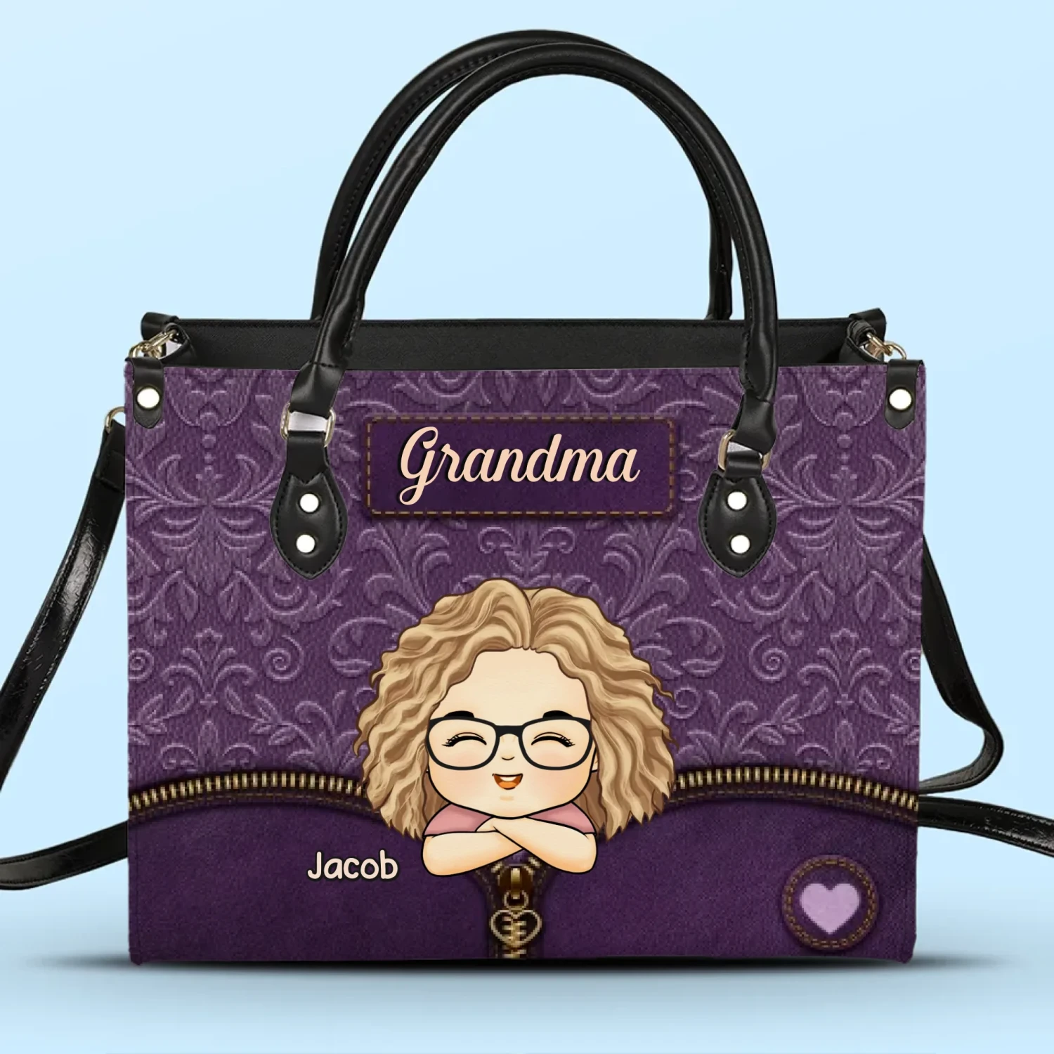 Grandma’s World In One Bag - Family Personalized Custom Leather Handbag - Mother's Day, Gift For Mom, Grandma 2 Grandma’s World In One Bag - Family Personalized Custom Leather Handbag - Mother's Day, Gift For Mom, Grandma - Image 2