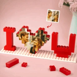 Custom Photo Our Love Is The Perfect Piece - Couple Personalized Custom Building Blocks Puzzle, 3D Building Blocks - Gift For Husband Wife, Anniversary