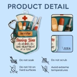 Saving Lives One Heartbeat At A Time - Nurse Personalized Custom Car Ornament - Acrylic Custom Shaped - Appreciation, Thank You Gift, Nurse Life, Doctor Life -Pawfect House Store 67eb56e041de6