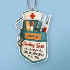 Saving Lives One Heartbeat At A Time - Nurse Personalized Custom Car Ornament - Acrylic Custom Shaped - Appreciation, Thank You Gift, Nurse Life, Doctor Life -Pawfect House Store 67eb56e17881e