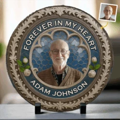 Custom Photo Your Love Still Guides Me - Memorial Personalized Custom Round Shaped Stone With Stand - Sympathy Gift For Family Members