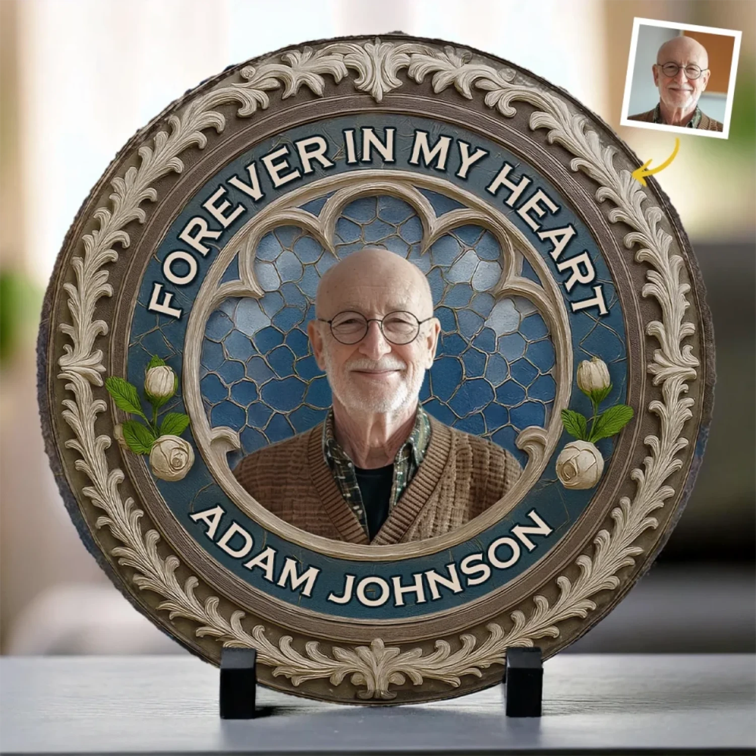 Custom Photo Your Love Still Guides Me - Memorial Personalized Custom Round Shaped Stone With Stand - Sympathy Gift For Family Members 1 Custom Photo Your Love Still Guides Me - Memorial Personalized Custom Round Shaped Stone With Stand - Sympathy Gift For Family Members