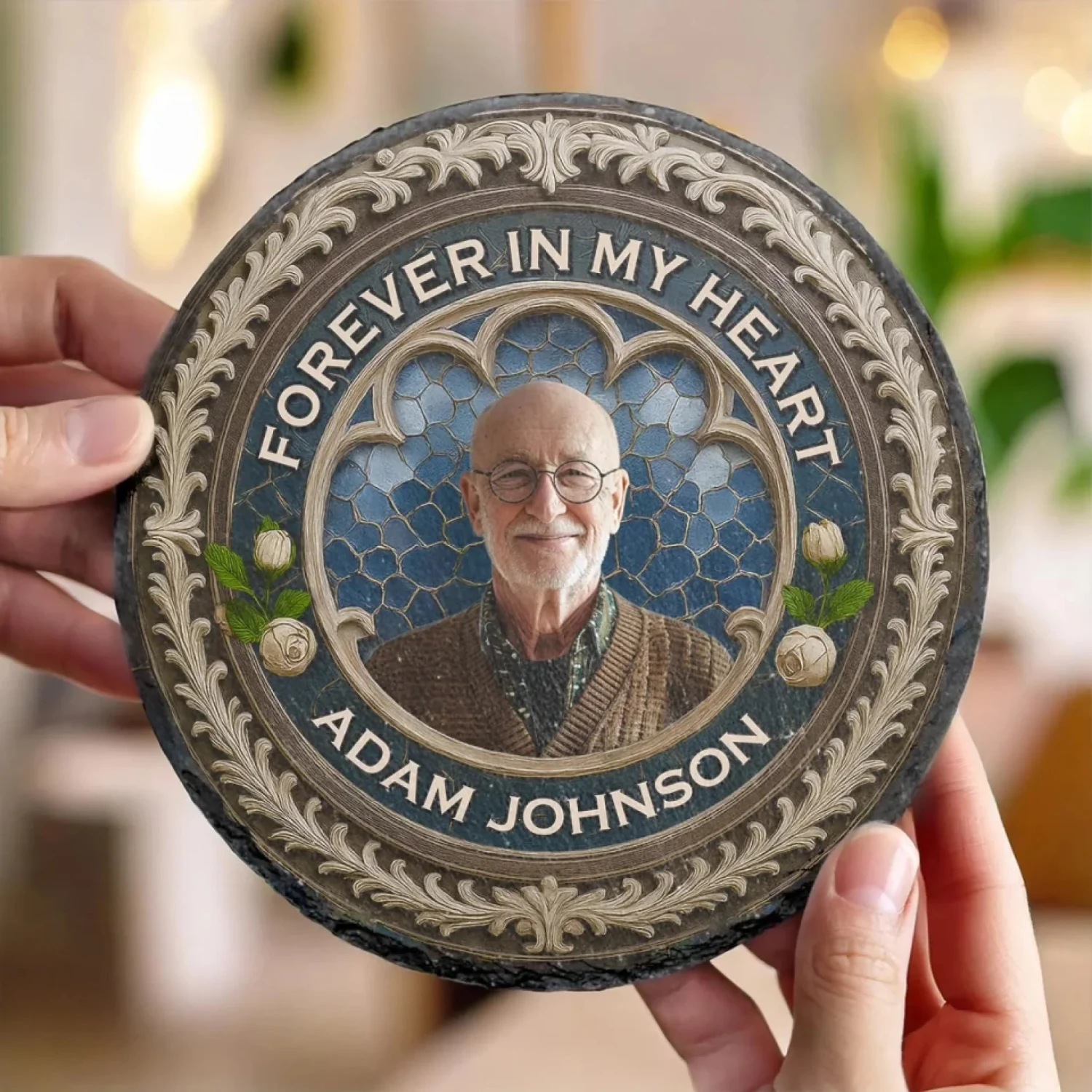 Custom Photo Your Love Still Guides Me - Memorial Personalized Custom Round Shaped Stone With Stand - Sympathy Gift For Family Members 4 Custom Photo Your Love Still Guides Me - Memorial Personalized Custom Round Shaped Stone With Stand - Sympathy Gift For Family Members - Image 4